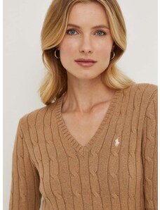 Памучен пуловер Polo Ralph Lauren в бежово от лека материя 211945652