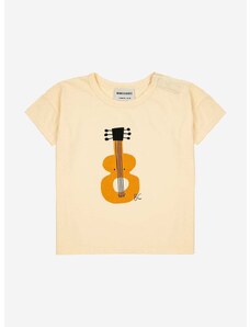Детска памучна тениска Bobo Choses в жълто с принт