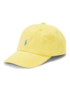 Детска памучна шапка с козирка Polo Ralph Lauren в жълто с изчистен дизайн
