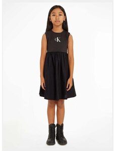 Детска рокля Calvin Klein Jeans в черно среднодълга разкроена