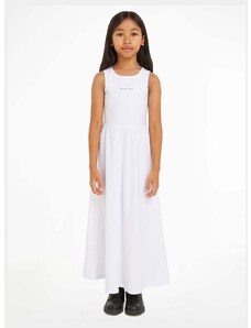 Детска рокля Calvin Klein Jeans в бяло дълга разкроена