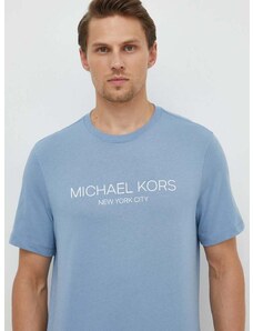 Памучна тениска Michael Kors в синьо с принт