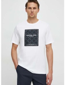 Памучна тениска Michael Kors в бяло с принт