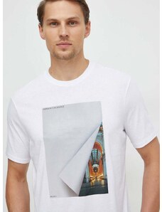 Памучна тениска Armani Exchange в бяло с принт 3DZTKG ZJH4Z