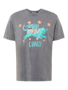 Just Cavalli Тениска тюркоазен / тъмносиво / оранжево