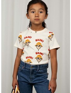 Детска памучна тениска Mini Rodini Hike в бяло с десен 0