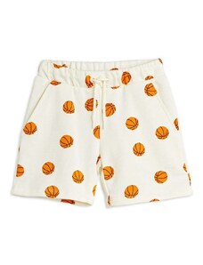 Детски памучен къс панталон Mini Rodini Basketball в бяло с десен 0