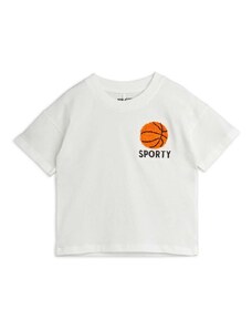 Детска памучна тениска Mini Rodini Basketball в бяло с десен 0