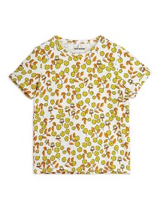 Детска тениска Mini Rodini Flowers в жълто с десен 0