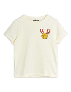 Детска памучна тениска Mini Rodini Medal в бяло с принт 0