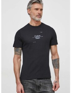 Памучна тениска Calvin Klein в черно с принт K10K112489