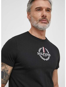 Памучна тениска Tommy Hilfiger в черно с принт MW0MW34388