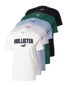 HOLLISTER Тениска небесносиньо / смарагдово зелено / черно / бяло