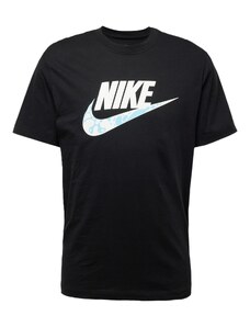 Nike Sportswear Тениска светлосиньо / черно / бяло