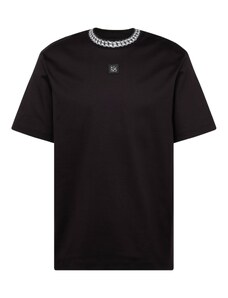 HUGO Тениска 'Deternal' сиво / черно / бяло