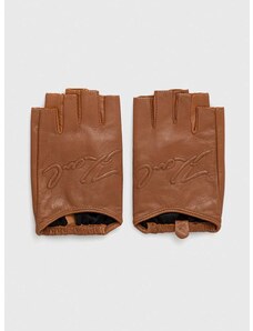 Кожени ръкавици без пръсти Karl Lagerfeld в кафяво
