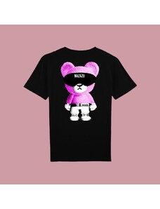 NAZAZU Черна дамска памучна тениска с кръгло деколте Bear- Фуксия- NZZ 5013