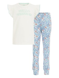 WE Fashion Комплект пижама синьо / тюркоазен / бяло