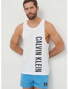 Памучна плажна тениска Calvin Klein в бяло KM0KM00997