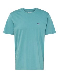 WRANGLER Тениска 'SIGN OFF' нощно синьо / циан / бяло