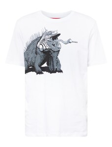HUGO Тениска 'Dibeach' сиво / черно / бяло