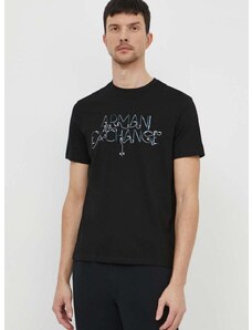 Памучна тениска Armani Exchange в черно с принт 3DZTJF ZJH4Z