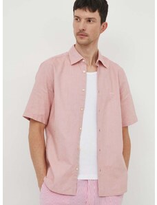 Памучна риза BOSS ORANGE мъжка в розово със стандартна кройка с класическа яка 50489351