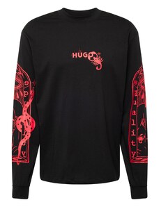 HUGO Тениска 'Dequaliom' червено / черно