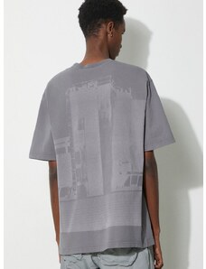 Памучна тениска A-COLD-WALL* Discourse T-Shirt в сиво с принт ACWMTS187
