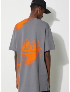 Памучна тениска A-COLD-WALL* Brushstroke T-Shirt в сиво с принт ACWMTS188
