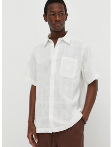 Памучна риза Les Deux мъжка в бяло със стандартна кройка с класическа яка