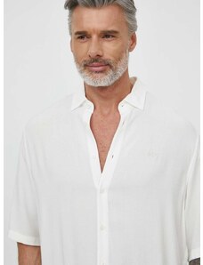 Риза Armani Exchange мъжка в бяло със свободна кройка с класическа яка 3DZC01 ZN3UZ
