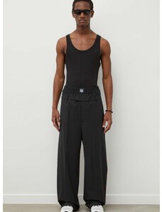 Вълнен панталон MSGM в черно със стандартна кройка 3640MP07.247200
