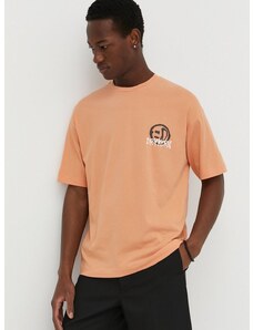 Памучна тениска Drykorn ANAYO_GD в оранжево с принт 52015549295