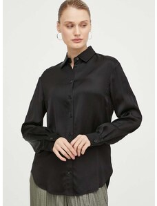Samsoe Samsoe Риза Samsoe SAMADISONI дамска в черно със стандартна кройка с класическа яка F10000030