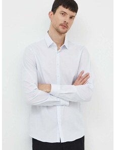 Риза Calvin Klein мъжка в бяло с кройка по тялото класическа яка K10K112609