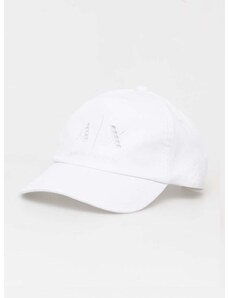 Памучна шапка с козирка Armani Exchange в бяло с изчистен дизайн 944206 4R108