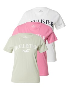 HOLLISTER Тениска пастелно зелено / светлорозово / черно / бяло