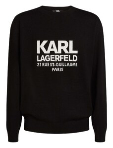 Karl Lagerfeld Пуловер 'Rue St-Guillaume' черно / бяло