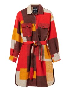Desigual Преходно палто светлосиво / мандарина / червено / карминено червено