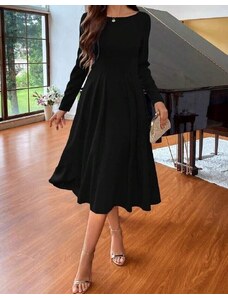 Creative Разкроена дълга дамска рокля в черно - код 50172