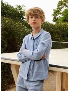 Детска памучна риза Liewood Kory Seersucker Check Shirt в синьо