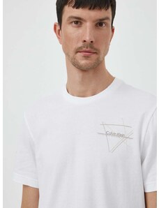 Памучна тениска Calvin Klein в бяло с принт K10K112482