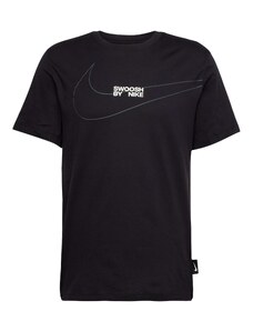 Nike Sportswear Тениска 'BIG SWOOSH' сребърно сиво / черно / бяло