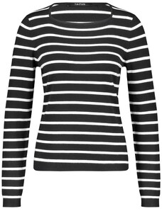 TAIFUN Пуловер черно / бяло