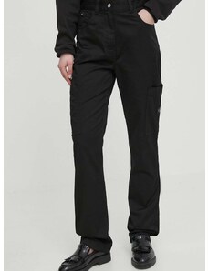 Панталон Calvin Klein Jeans в черно със стандартна кройка, с висока талия J20J223117