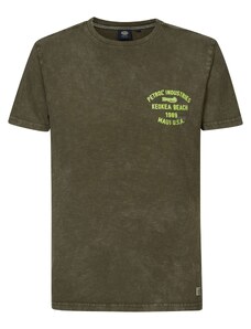 Petrol Industries Тениска неоново жълто / маслина