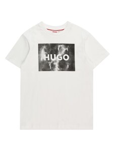 HUGO Тениска тъмносиво / черно / бяло