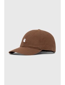 Памучна шапка с козирка Carhartt WIP Madison Logo Cap в кафяво с изчистен дизайн I023750.22UXX