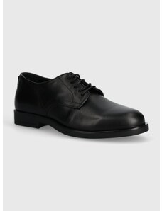 Кожени половинки обувки Calvin Klein DERBY в черно HM0HM01246
